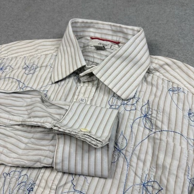 Guess Shirt Mens Large Embroidered Rose Pattern French Cuff VTG Y2K Jacquard - Image 1 of 4