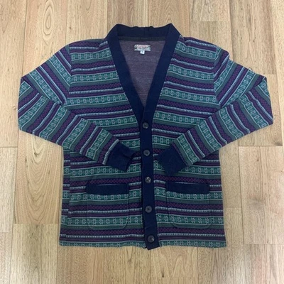 Left Field NYC Sweater Cardigan Argyle Size Small Wool Mohair Blend USA Made - Image 1 of 4