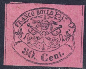 STATO PONTIFICIO 1867 Seconda emissione (80c rosa lillaceo) MH* - Picture 1 of 1