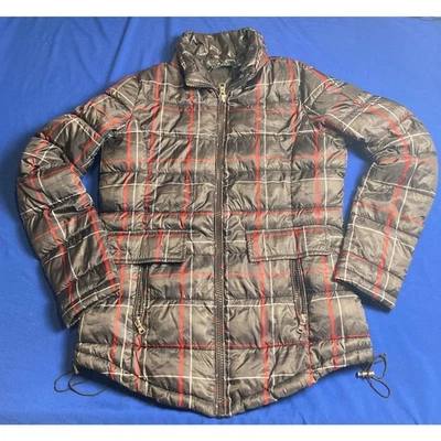 Chaqueta Abrigo Ralph Lauren Mujer Puffer Extra Pequeña Negra Roja Rayas Cuadros Foto 1 de 4