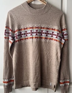 Woolrich Wildview Crew Women’s Sz L Beige Red Orange Nordic Sweater NWT - Picture 1 of 8