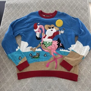 33 Degrees Womans Christmas Sweater XL Santa Beach Flamingo Rudolf Float Sharks - Picture 1 of 12