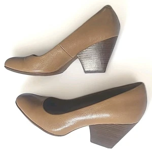 Sofft Leather Comfort Pumps Light Brown Cuban Heels Old Money 8.5 Career - Picture 1 of 7