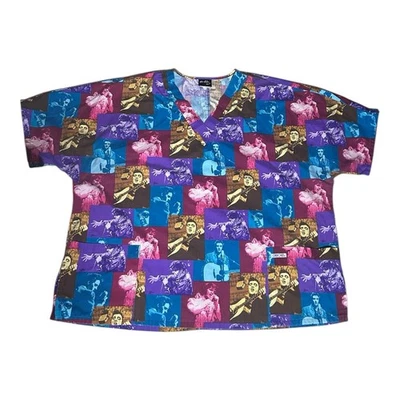 Elvis Presley Aloha Hawaii Unisex Medical Nurse Scrub Top 2XL - Image 1 of 2