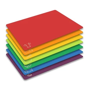 Cutting Board Mats Flexible Plastic Colored Mats with Food Icons, BPA-Free, N... - Picture 1 of 7