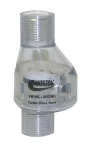 Valterra 200-C05F PVC Válvula de retención combinada oscilante/resorte, transparente, 1/2" FPT - Imagen 1 de 1