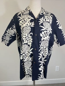 Vintage Royal Creations Hawaiian Shirt Men Sz M  Blue Pineapple Floral Tropical - Picture 1 of 12