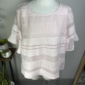 LIZ CLAIBORNE Career Women’s Light Pink Ruffle Bell Sleeves Blouse Top Size XXL - Picture 1 of 12