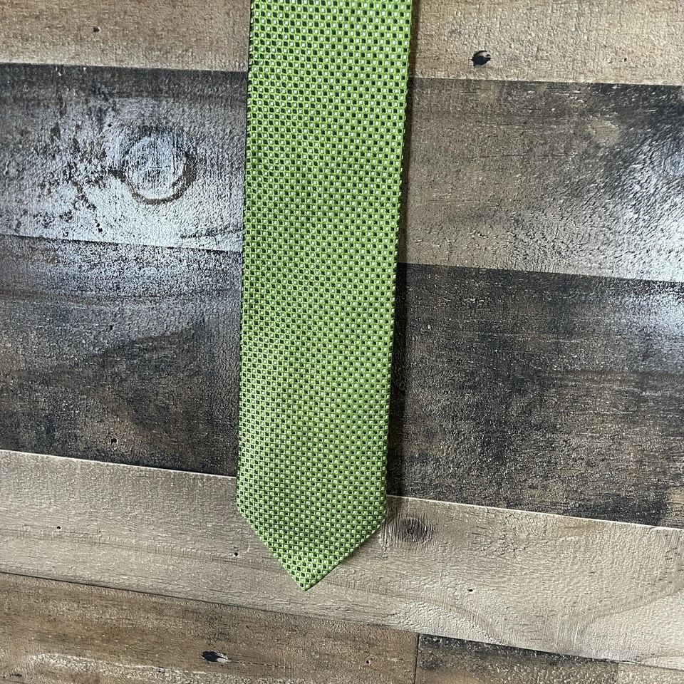Corbata Tommy Hilfiger Verde Azul Marino Tonal Geométrica Diamantes Lunares Seda EE. UU. Foto 1 de 4