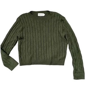 NWT Girls Cotton Emporium Olive Green Cable Knit Sweater Size XL - Picture 1 of 5