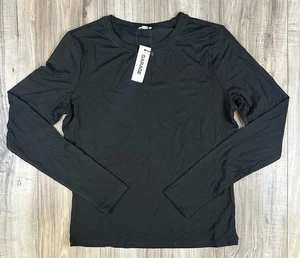 Garage Smooth Long Sleeve Crewneck Top Jet Black Women’s XL Stretch Fit NWT - Picture 1 of 5