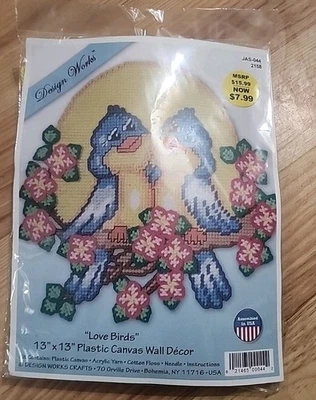 Design Works 2158 Love Birds plastic canvas kit 7 mesh, Spring birds NEW - Image 1 of 4