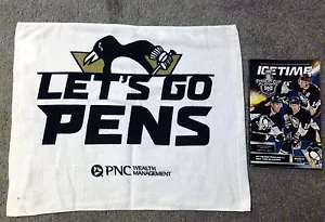 Pittsburgh Penguins 2013 Playoff Rallye Serviette Jeu 2 Ny Islanders + Programme - Picture 1 of 1