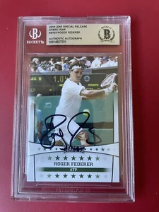 Tarjeta Roger Federer Tennis 2018 Leaf Stars firmada automática Beckett BAS - Imagen 1 de 2