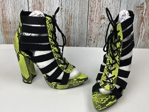 Cape Robbin Darla Sexy Snake Strappy Booties High Heels Ankle Boots Size 7.5M - Picture 1 of 8