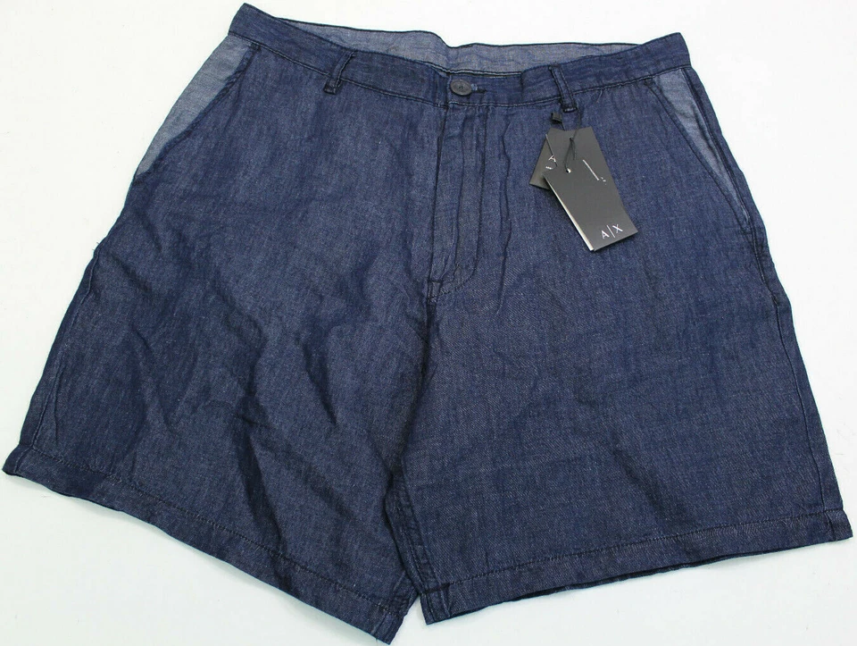 Armani Exchange A|x Shorts Mens 34 Navy Linen Blend
