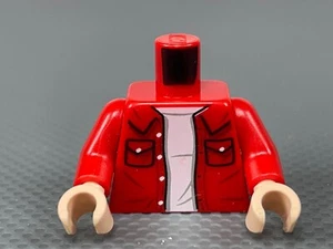 LEGO Minifigure Torso Camicia Rossa Tasche Over Bianco T-shirt Joey Tribbiani 21319 - Foto 1 di 4