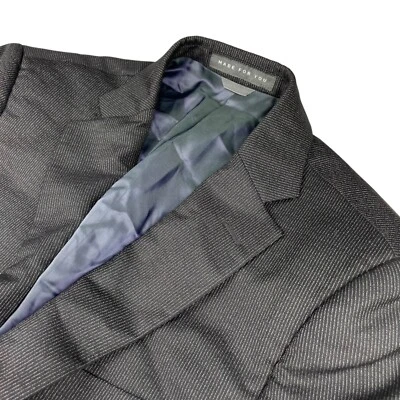 Chaqueta Blazer Indochino Para Hombre Mezcla de Lana 2 Botones Rayas Negras • 36S Foto 1 de 4