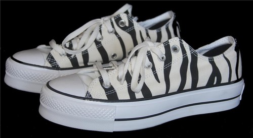Scarpe basse Converse Off White e Black Zebra Stripes Platform Wm's 9 nuove con etichette