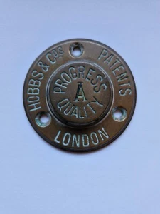 Vintage brass Sаfe Escutcheon Plate Hobbs & Co Key Hole Safe Sign A Quality - Picture 1 of 4