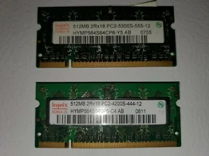1GB = (2) Hynix 512MB DDR2 RAM PC2-5300 200-Pin Laptop SODIMM Modules For HP  - Picture 1 of 1