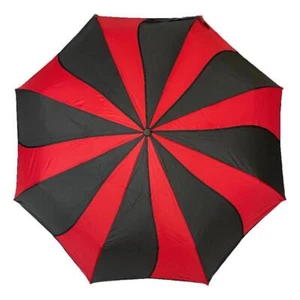Everyday Swirl Red/Black Folding Umbrella Lightweight - Picture 1 of 5