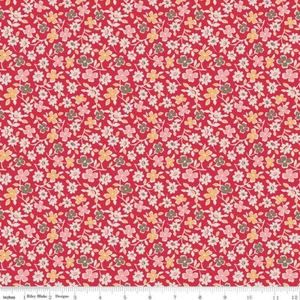 AUTUMN COSMOS IN RILEY RED BY LORI HOLT RILEY BLAKE 1930s REPRO CALICO FABRIC HY - Picture 1 of 1