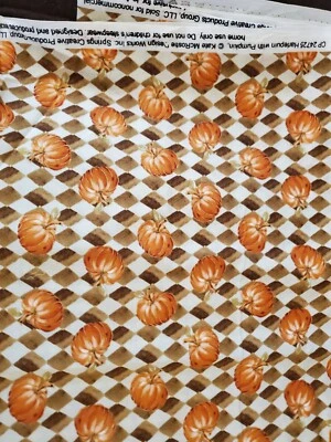 Kate McRostie Springs Creative Harlequin & Pumpkins 2.5 Yds Quilting Fabric Rare - Image 1 of 2