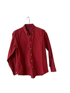 VTG John Ashford Shirt Mens Large Long Sleeve Cotton Red Button Pocket  M4 - Picture 1 of 5