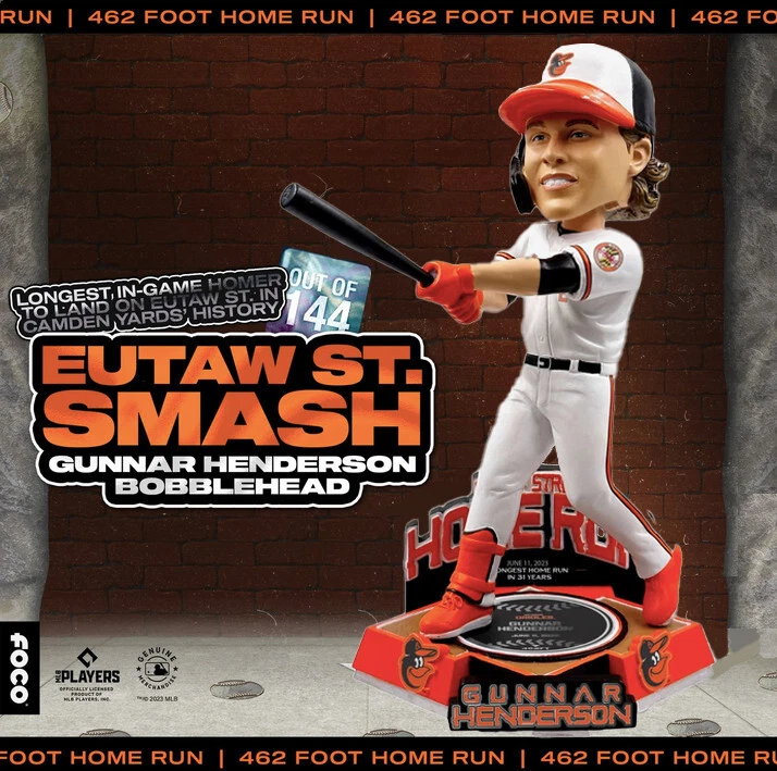 Gunnar Henderson Baltimore Orioles Eutaw Street Bobblehead - NIB! Ltd Ed 144 - Image 1 of 4