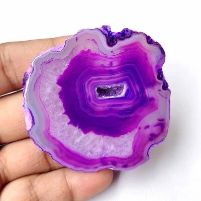 Natural Agate Slice Druzy Geode Cabochon Loose Purple Gemstone 243 Cts SD-314 - Image 1 of 4