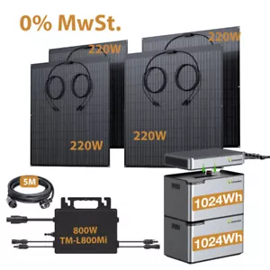 880W/800W Solaranlage Komplettpaket Set Balkonkraftwerk mit 2048Wh Speicher - Bild 1 von 24