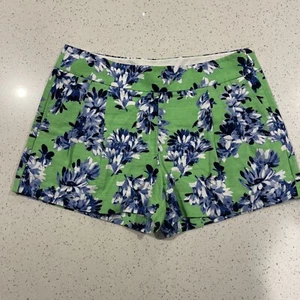 CC CALIFORNIA Sz L Linen Shorts Tropical Women green Floral High Waist Short Mom - Picture 1 of 6