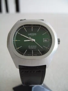 NOS NEW SWISS MADE WATER RESISTANT AUTOMATIC LANCO MEN'S WATCH 1960'S WITH DATE - Picture 1 of 3