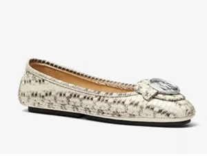 NEU! Michael Kors Lillie Schlangenleder Mokassin Natur Größe 9 - Bild 1 von 6