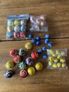 Vintage Faux Berge Satin Christmas Round Ball Ornaments Set of 48 Holiday Decor - Picture 1 of 16