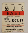 1 billet rouge d'occasion 1990 Toronto Feuille d'érable versus Hartford Whalers 17 octobre