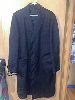 Vintage Men's Gruber's LANARK All Wool Tweed Long Coat Dark Gray Button 2X - Image 1 of 4