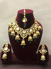 Indian Bollywood Kundan Gold Plated Wedding Bridal Jhumka Necklace Jewelry Set