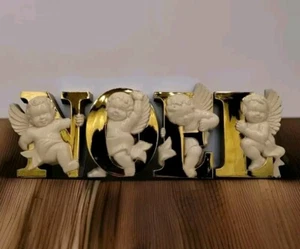 Vtg Christmas Noel Wall Plaques Hanging Decor Plastic Letters Cherubs Burwood  - Picture 1 of 23
