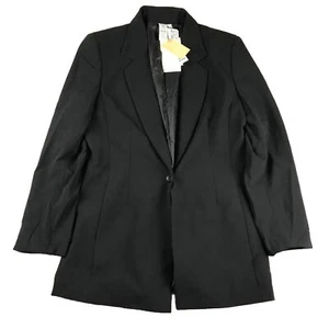 Anne Klein Blazer Womens 10P Black Lined Jacket Button Up Shoulder Pads NWT - Picture 1 of 11