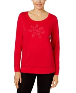HUE Women's Silver Snowflake Holiday Graphic Print Pajama Top T-Shirt Sz S NWT - Picture 1 of 3