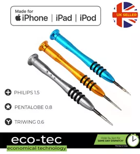 Screwdriver for iPhone 13 12 11 XS XR - 0.6 Triwing 0.8 Pentalobe 1.5 Philips - Picture 1 of 6