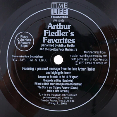 Fiedler's Favorites - 1979 Stereo 33 rpm 6.5" Flexi-disc Record Time Life FIE-7 - Image 1 of 4
