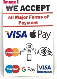 Accettiamo Pagamenti Carta Insegna Vinile Contactless (Adesivi, 300MM X 200MM - Foto 1 di 1