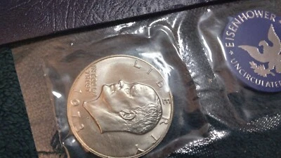 1973 S Eisenhower BU Blue Pack 40% Silver Ike Dollar US Coin T115 - Image 1 of 4