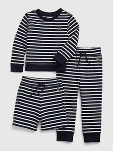 NEW $80 GAP Toddler Boys Navy Blue Striped Active Fleece 3-Piece Outfit Set 4T - Picture 1 of 1