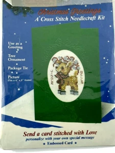Titan Cross Stitch Christmas Card Reindeer Stitched w Love  Kit 739 Jingle Bells - Picture 1 of 5