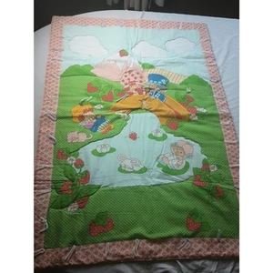 80er Jahre Handarbeit Strawberry Shortcake Babydecke Bettdecke Vintage - Bild 1 von 4