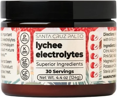 Santa Cruz Paleo Electrolyte Powder, Lychee Flavor,Sugar Free Hydration 12/20/25 - Image 1 of 4